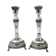 CANDLESTICKS - Tall Sterling Silver Elegant Filigree Candlesticks with Legs - Set of 2