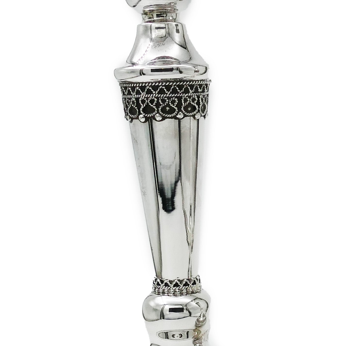 CANDLESTICKS - Tall Sterling Silver Elegant Filigree Candlesticks with Legs - Set of 2