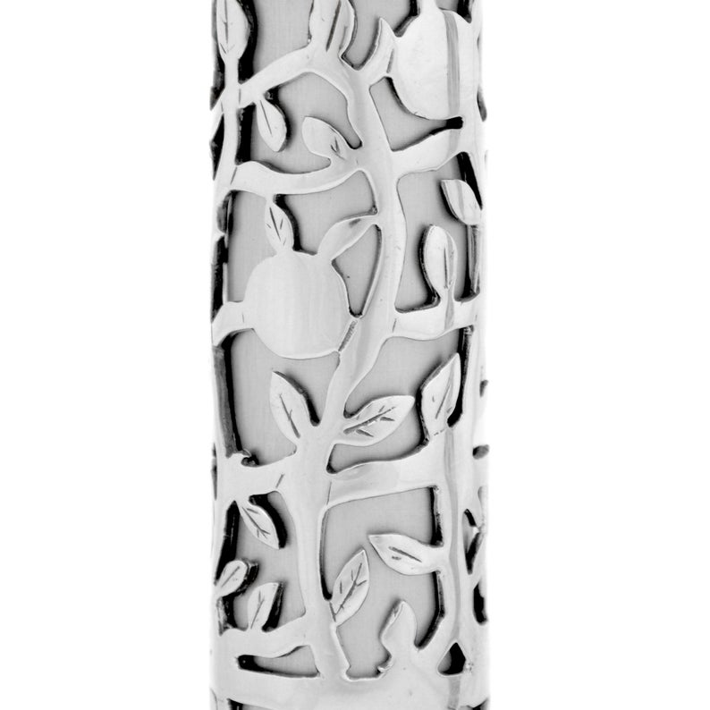 Sterling Silver Tall Purple Floral Candlesticks