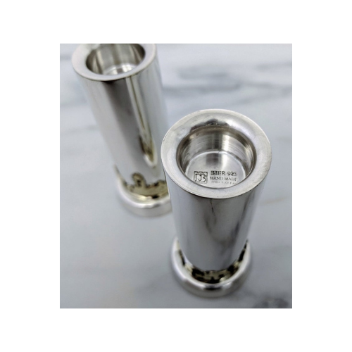 Sterling Silver and Brass Jerusalem of Gold Candlesticks
