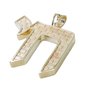 14K Yellow Gold Men's Chai Pendant with Western Wall