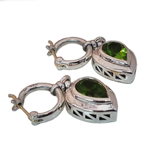 Peridot, Gold and Silver Dangle Earrings