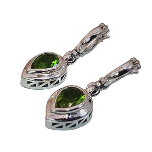 Peridot, Gold and Silver Dangle Earrings