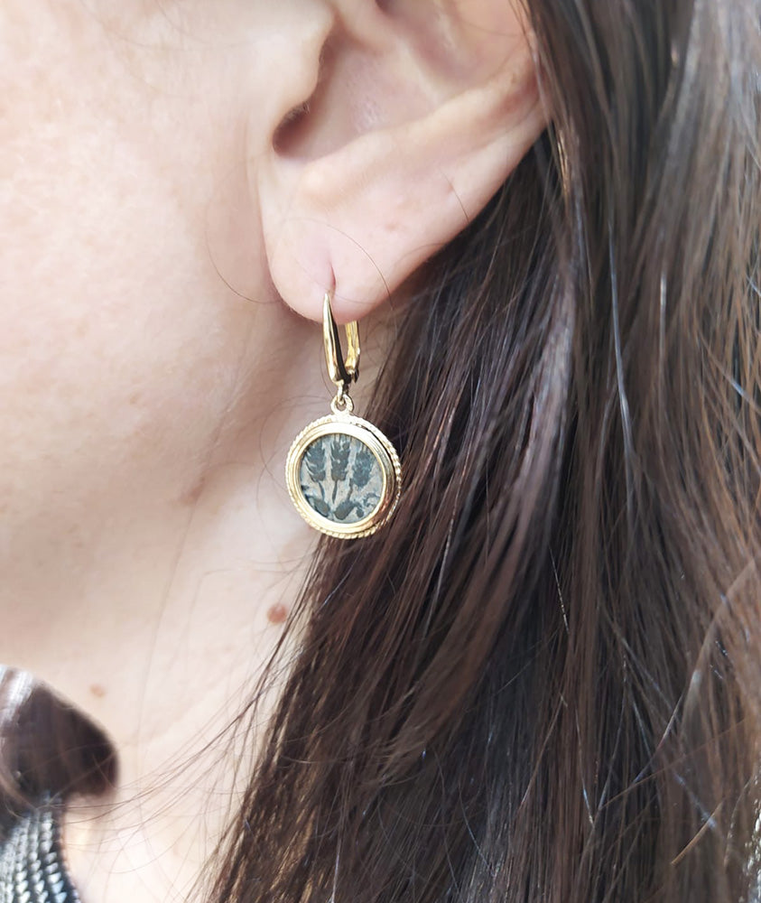 Ancient Roman Agrippa Coins 14k Gold Dangle Earrings