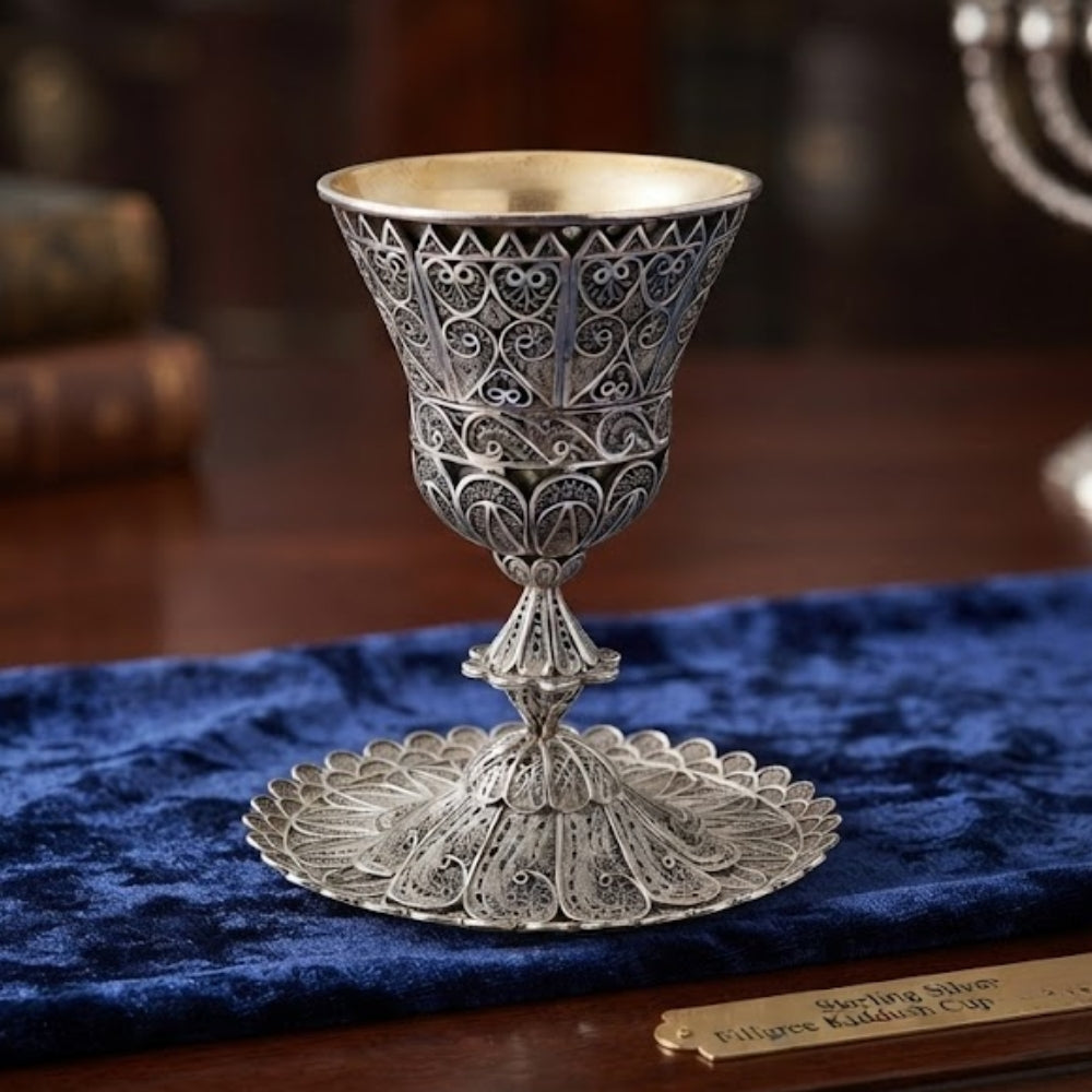 Sterling Silver Filigree Gilded Kiddush Cup