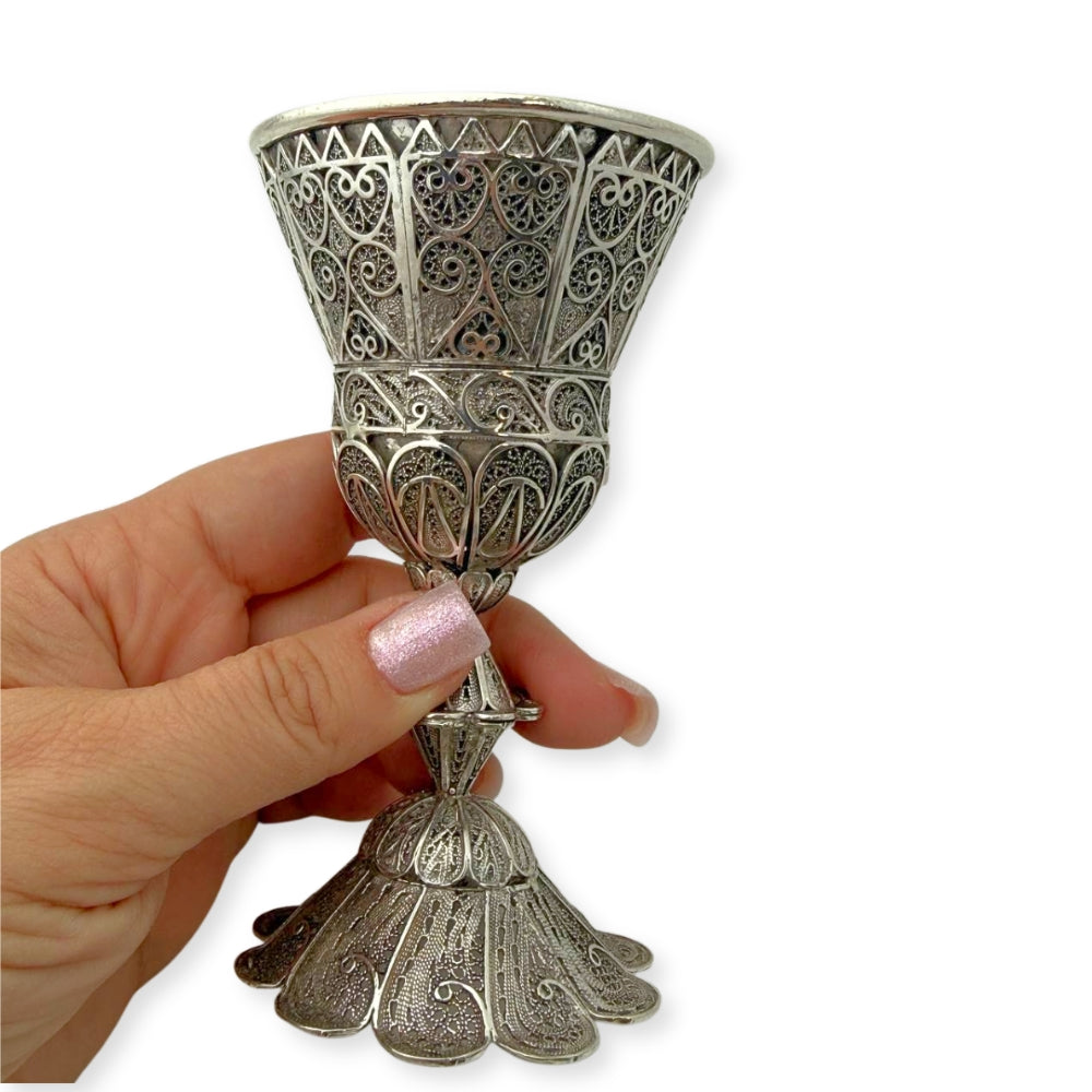 Sterling Silver Filigree Gilded Kiddush Cup