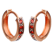 14k Rose Gold & Garnet Reversible Hoop Earrings
