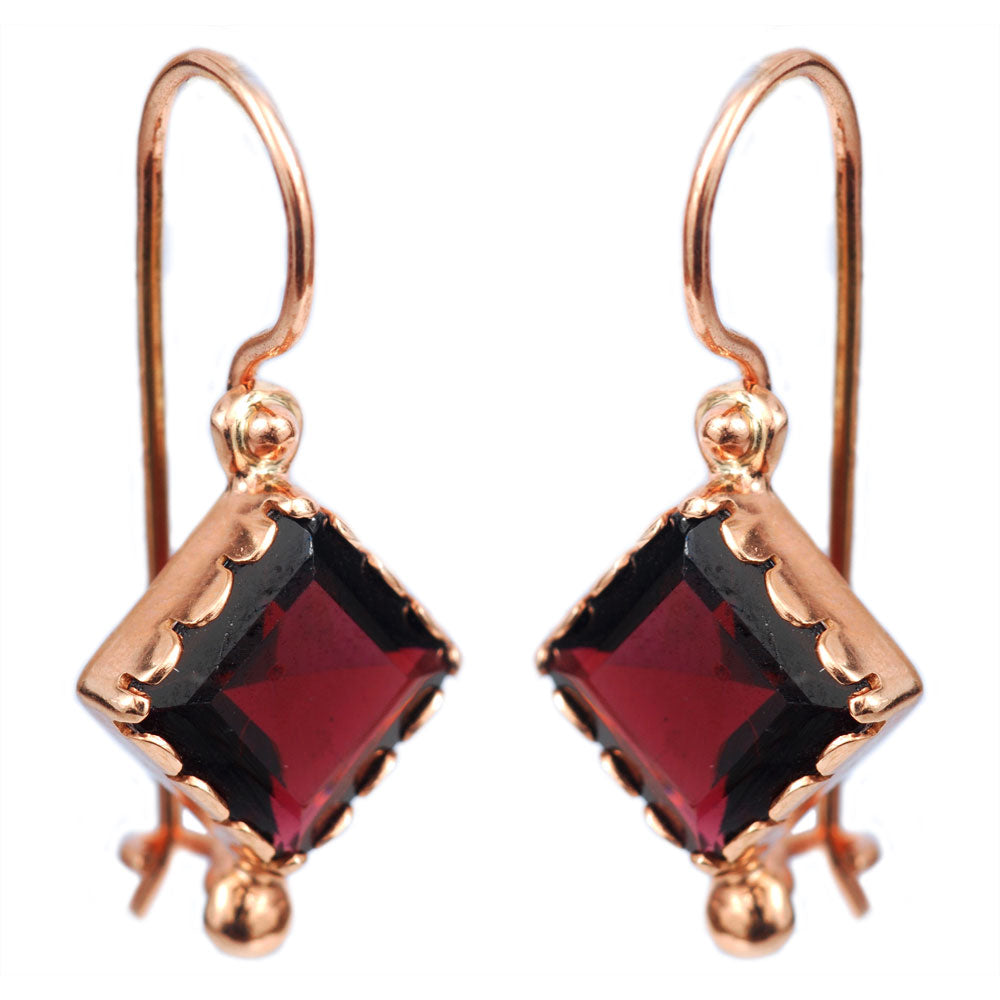 14k Rose Gold Garnet Earrings