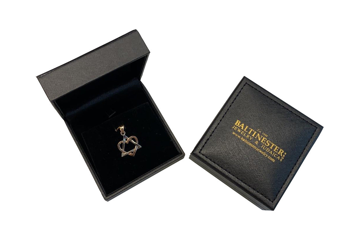Heart Star of David Pendant in 14K White and Yellow Gold