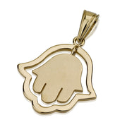 Dangle Hamsa 14k Yellow Gold Pendant