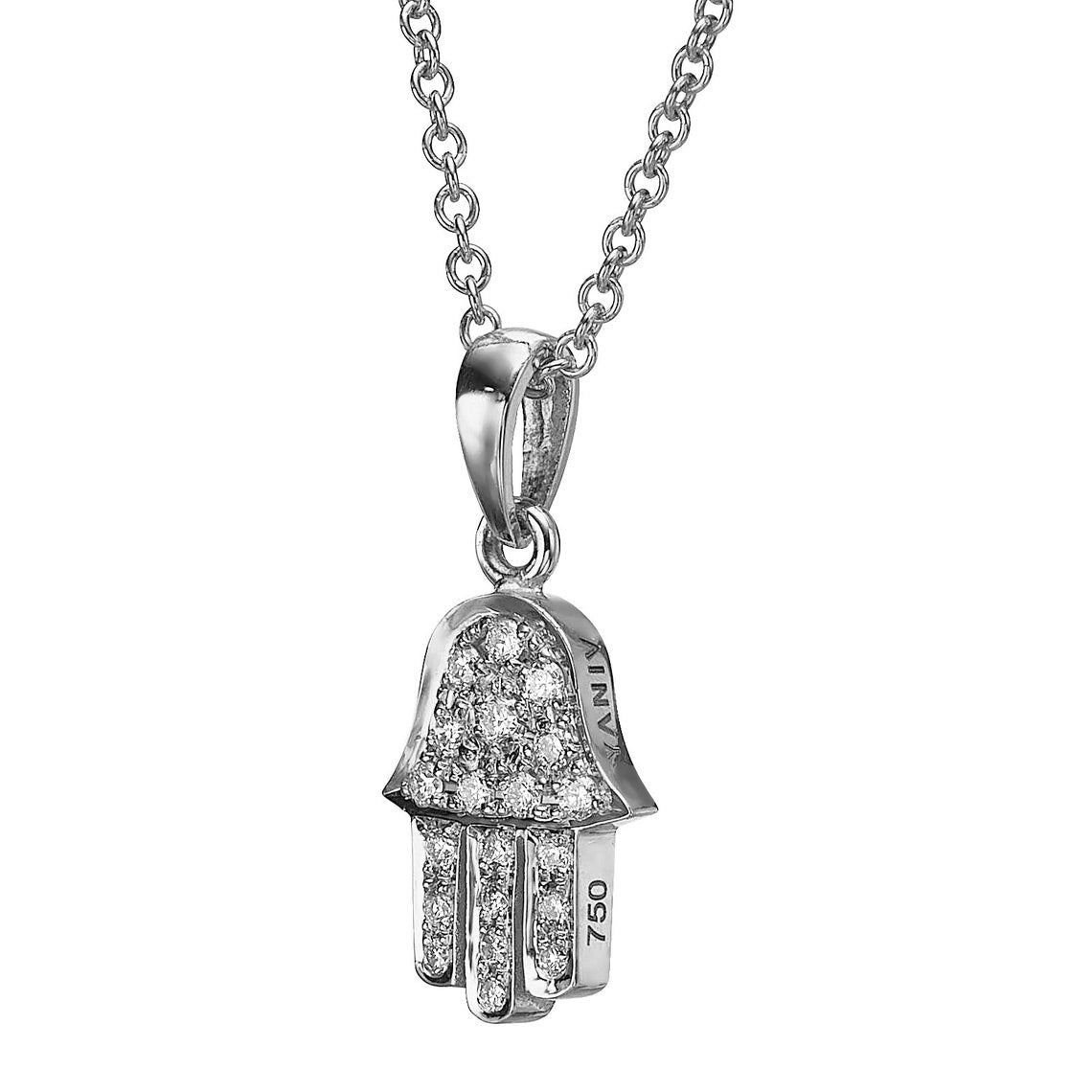 18k Gold Diamond Hamsa Pendant