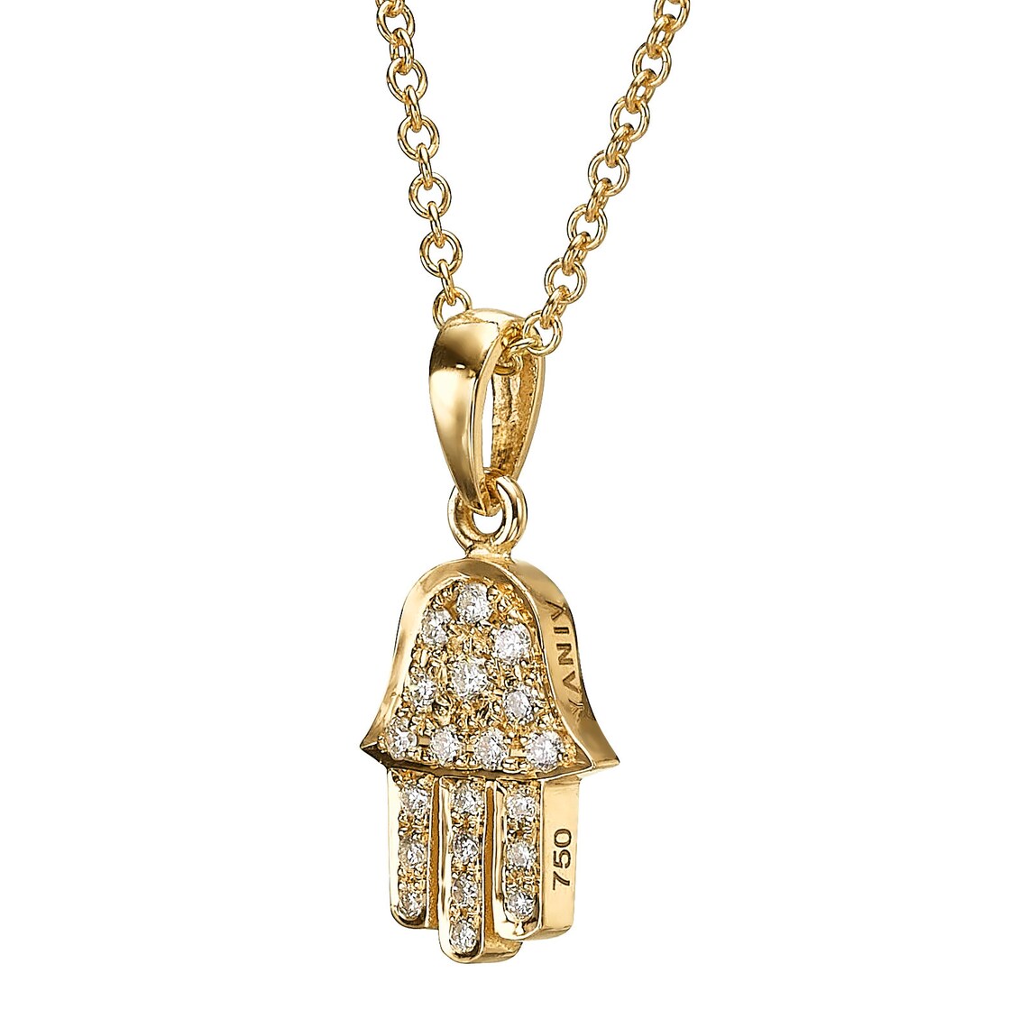 18k Gold Diamond Hamsa Pendant