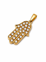 18K Gold Hamsa Pendant with Natural Diamonds