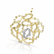 Hamsa Pendant - 14K Yellow Gold Diamond Studded Recurrent Hamsa