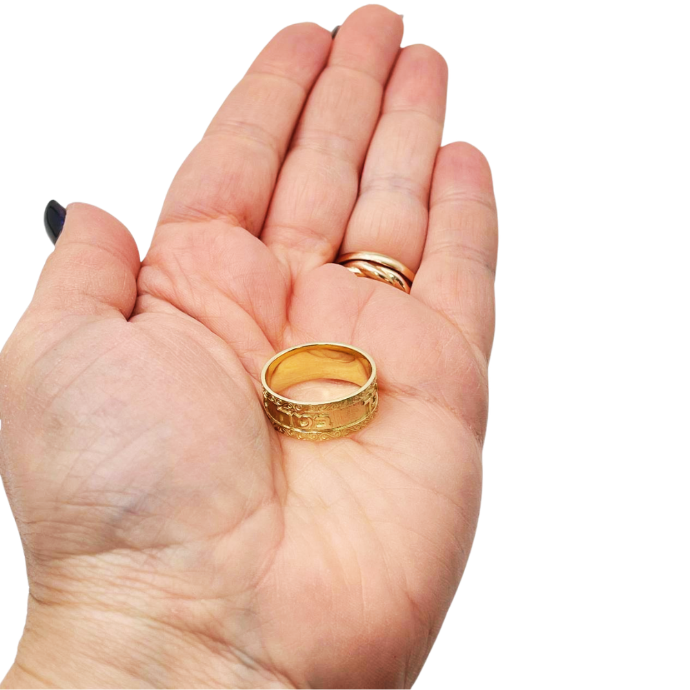Embellished 14k Gold Hebrew Wedding Ring - Ani Ledodi or Other Verses Available