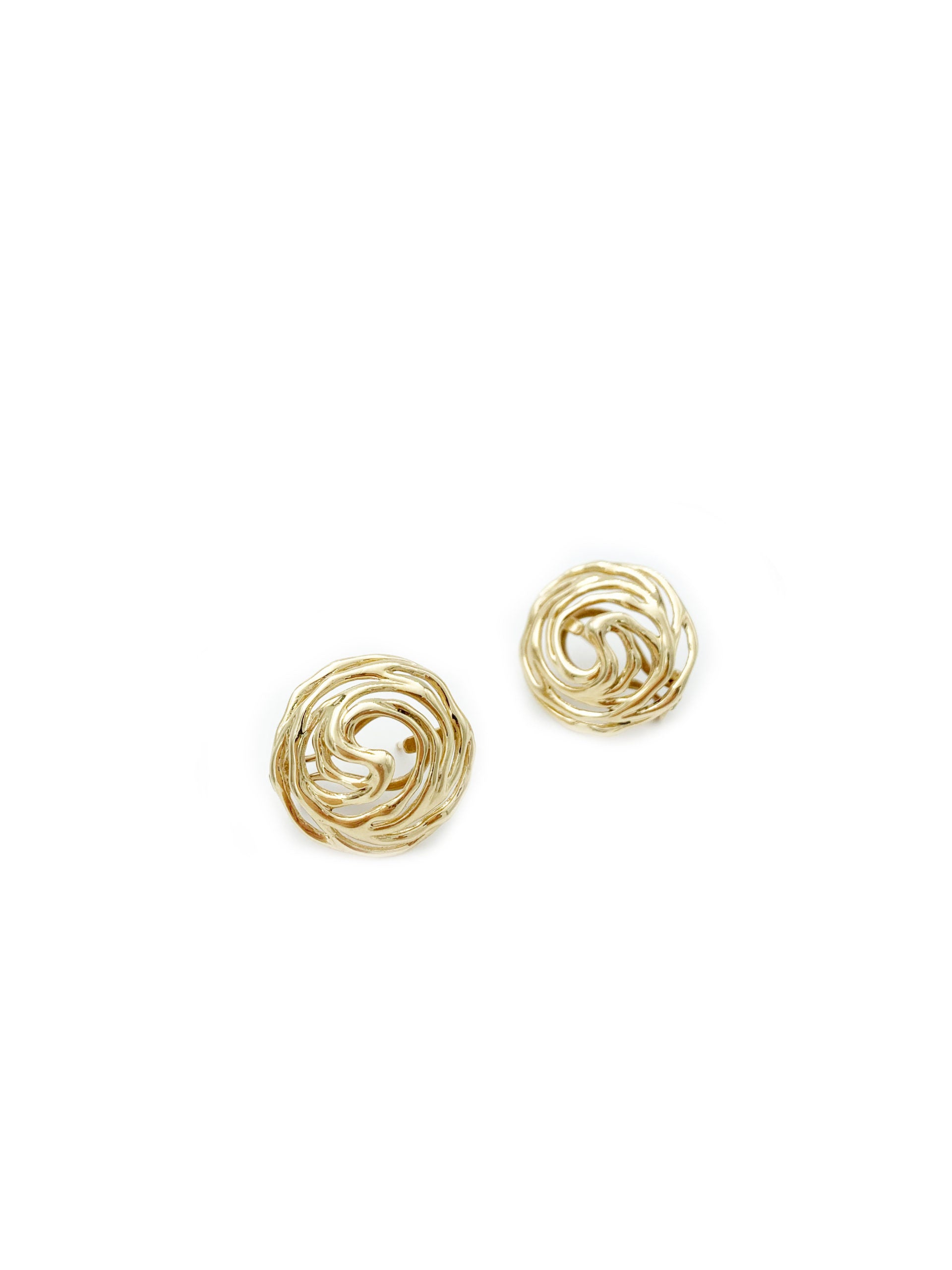 14k Gold Modern Filigree Earrings