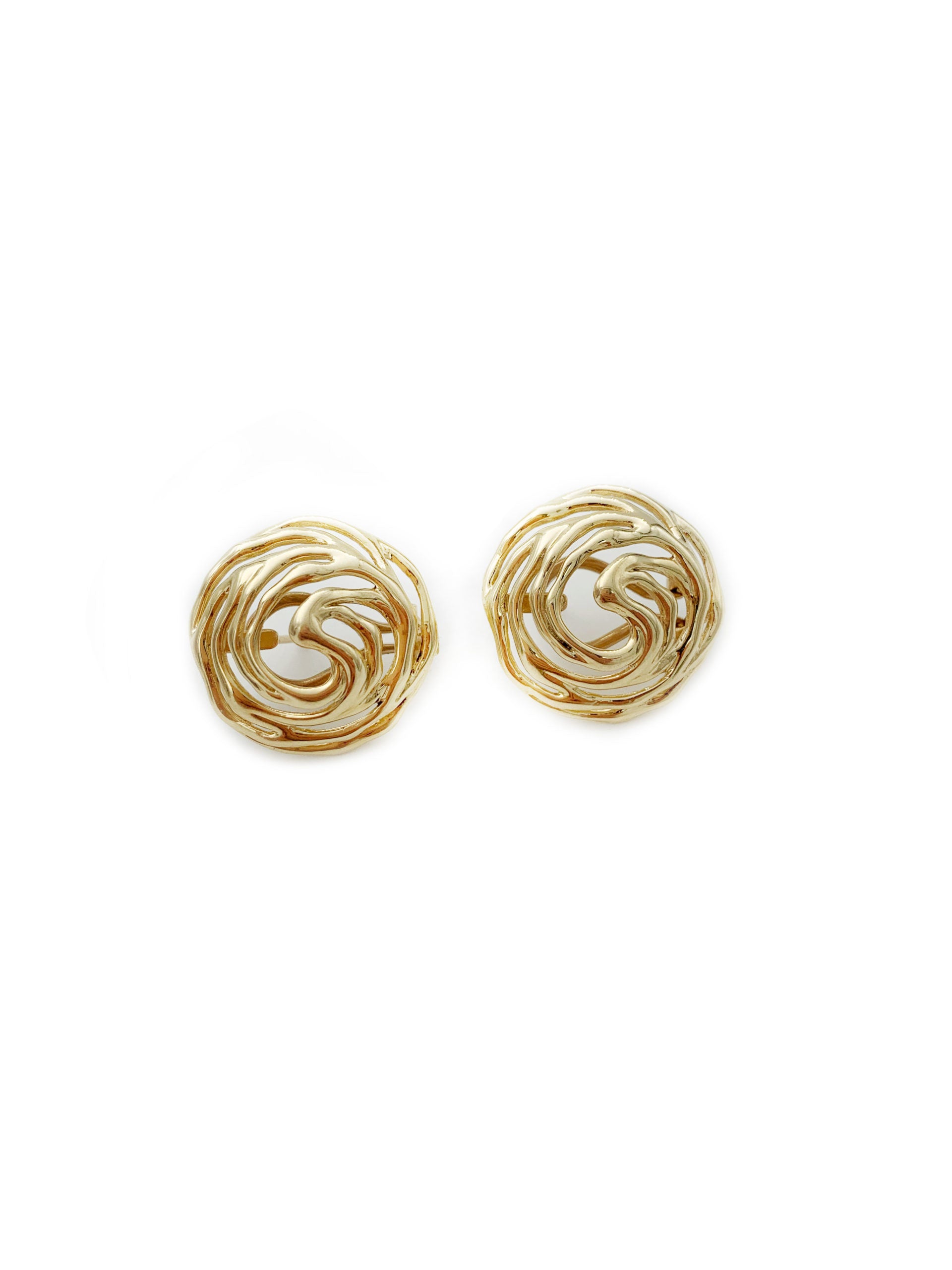 14k Gold Modern Filigree Earrings