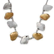 Silver and Gold Jerusalem Pebble Necklace