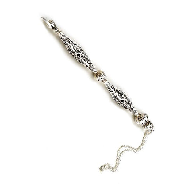 Sterling Silver Yad Pointer with Triangular Stem and Spherical Accents