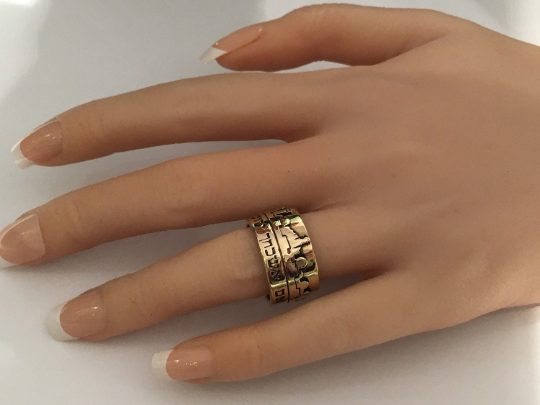 Jerusalem of Gold Inscribed Hebrew Ring