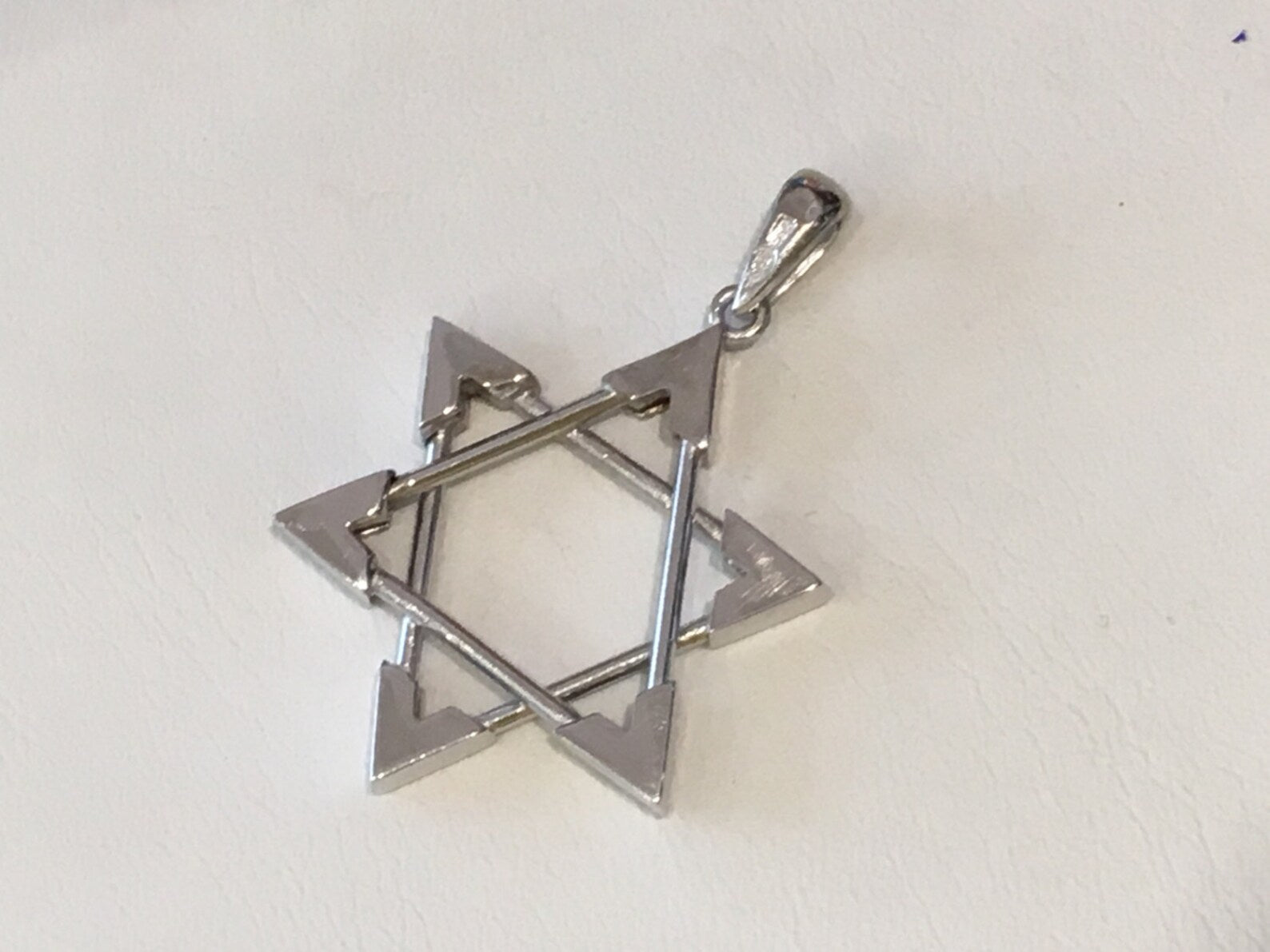14k White Gold Framed Star of David Pendant