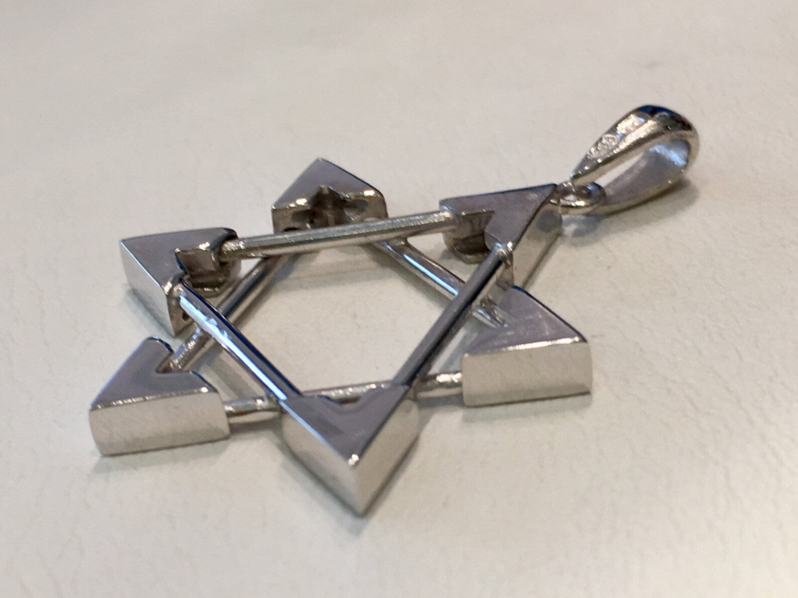 14k White Gold Framed Star of David Pendant