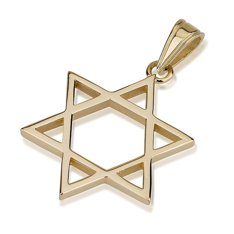 Thin 14K Gold Star of David Pendant