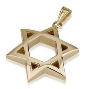 Domed 14K Gold Star of David Pendant
