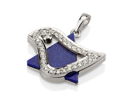 18k White Gold Diamond Lapis Lazuli Dove Star of David Pendant