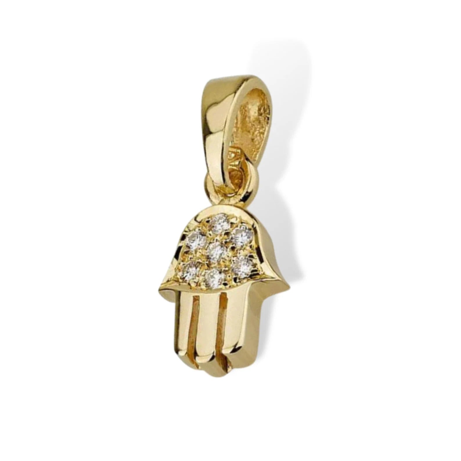 Tiny 18k Gold Diamond Hamsa Charm