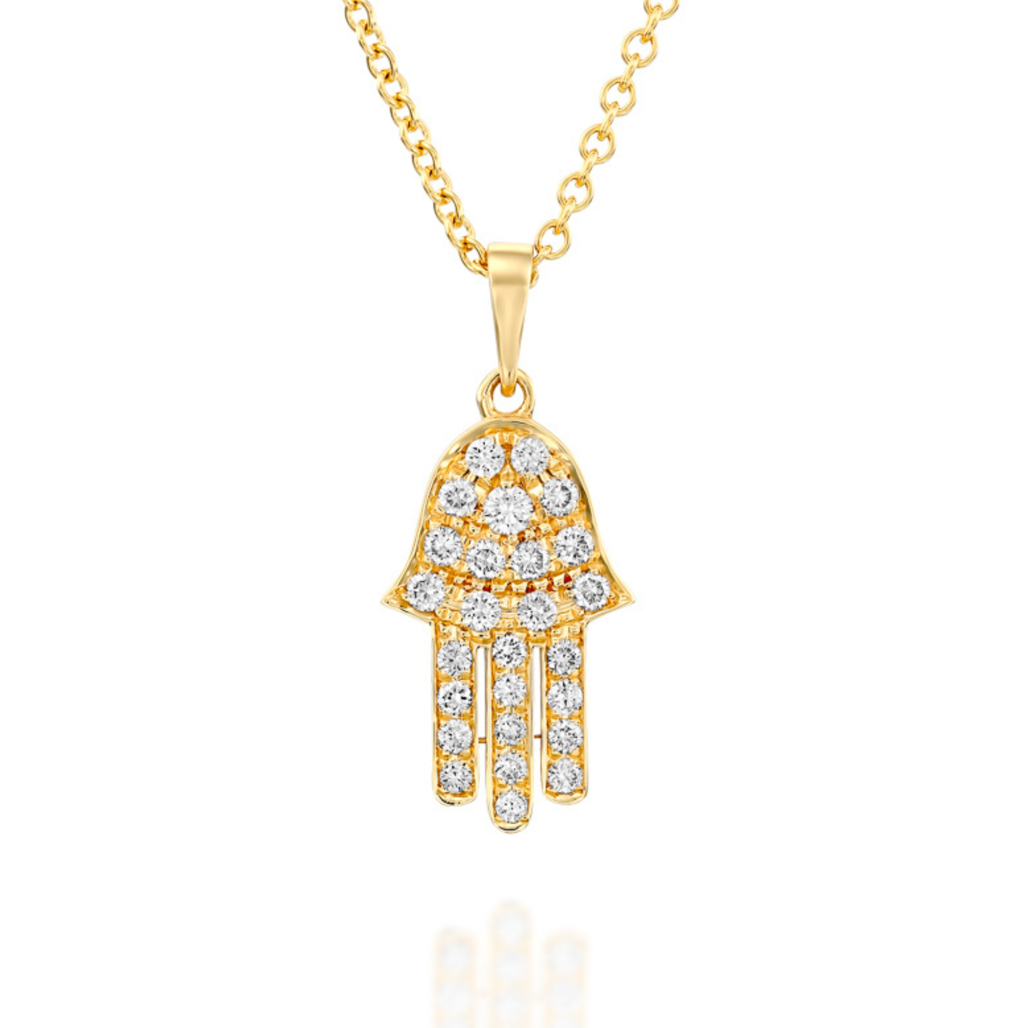 18k Gold Diamond Studded Hamsa Pendant