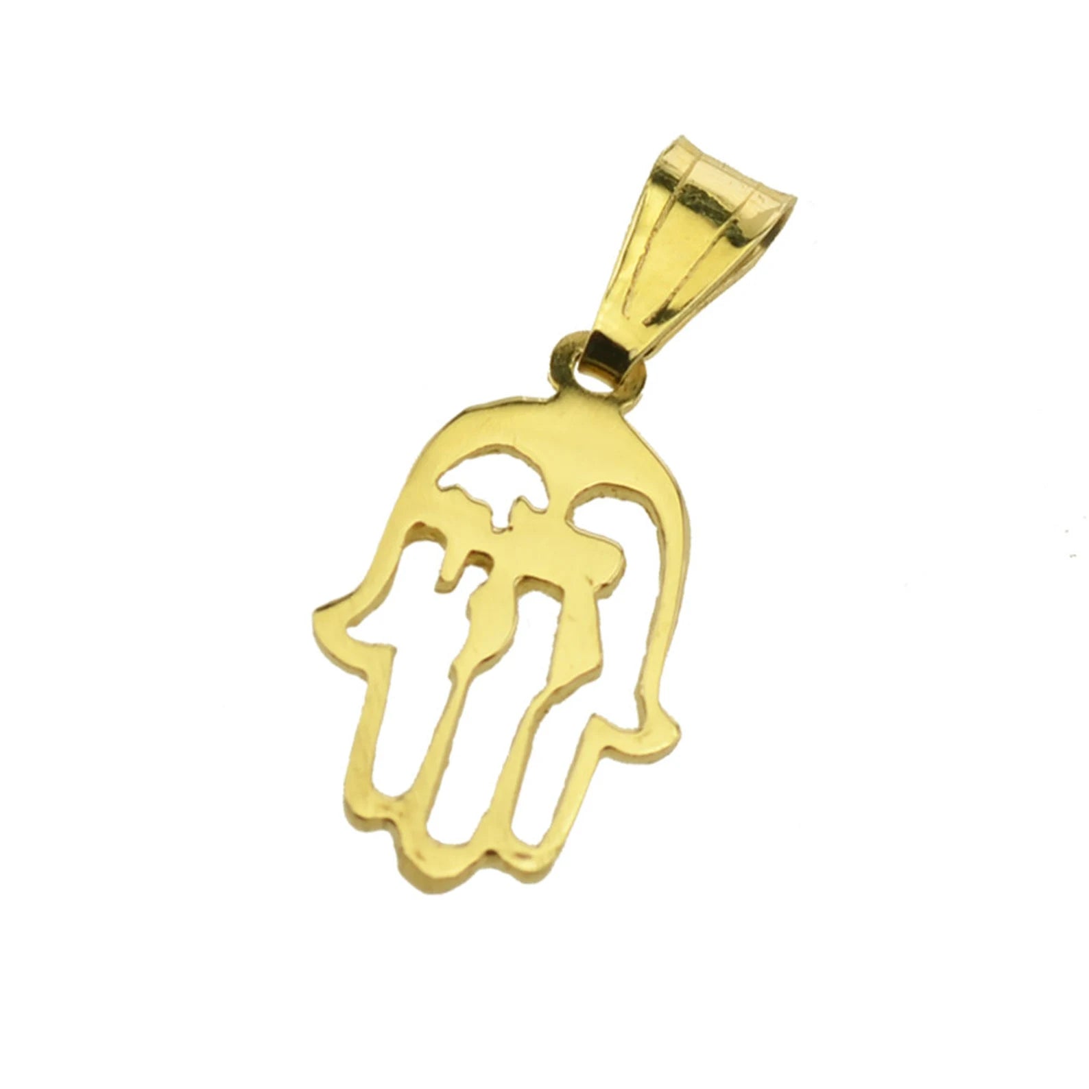 Chai Hamsa Pendant in 14K Gold
