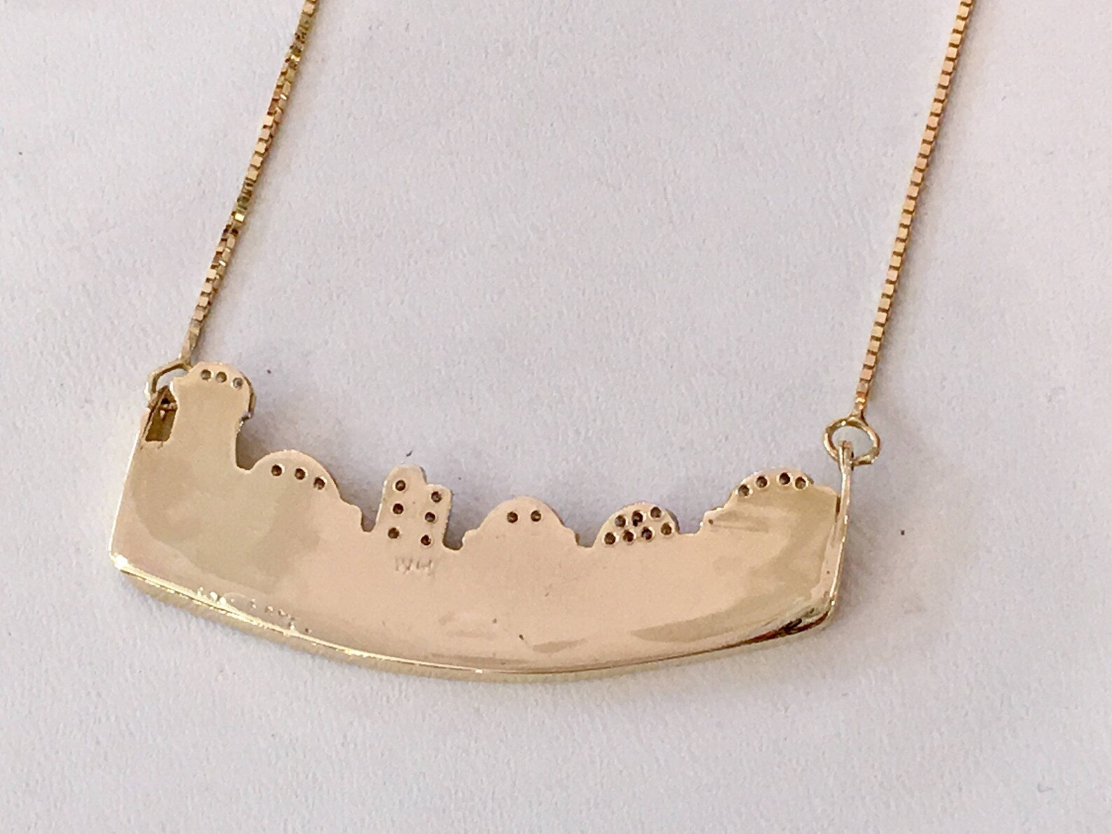 14k Gold Diamond Old City Jerusalem Pendant