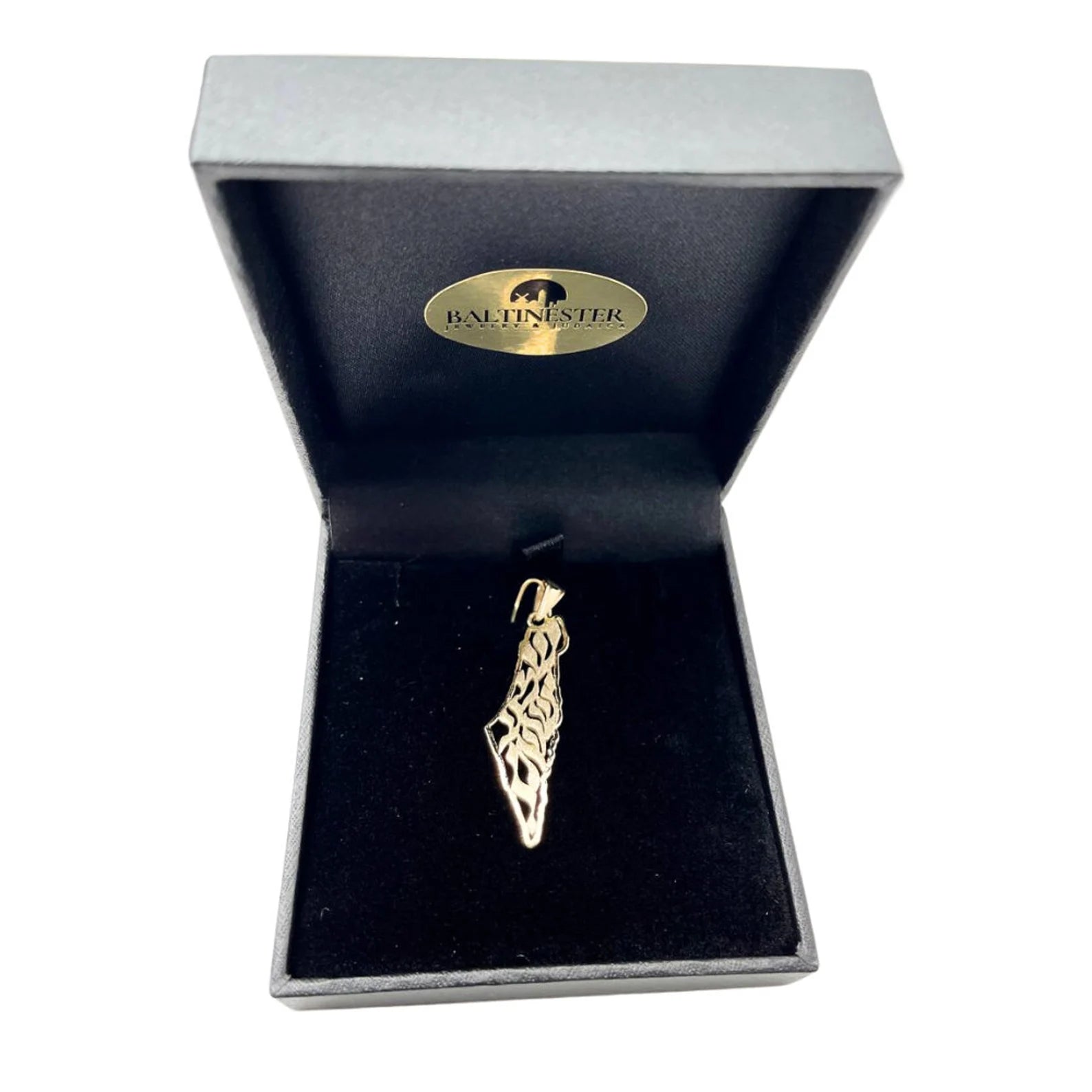 Shema Yisrael Land of Israel Pendant in 14K Gold