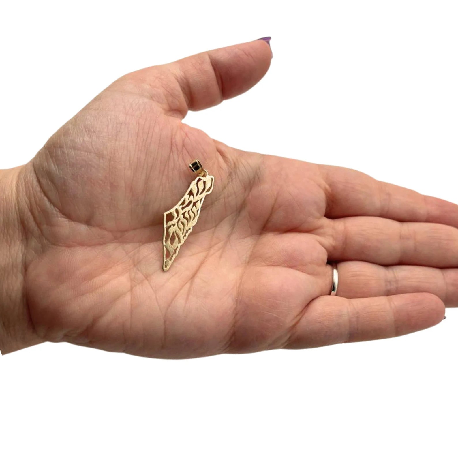 Shema Yisrael Land of Israel Pendant in 14K Gold