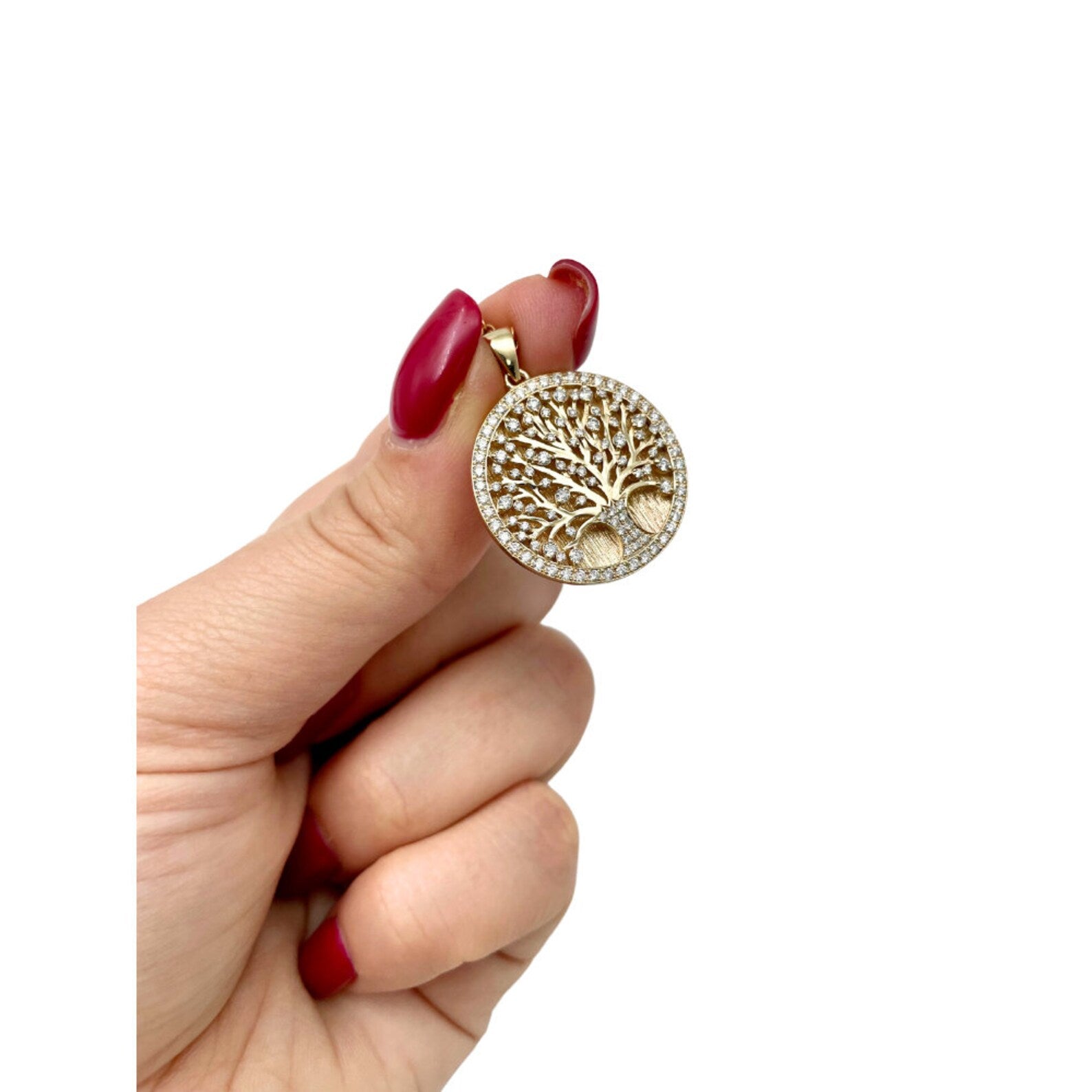 Tree of Life Large Pendant - 14K Gold and Diamonds