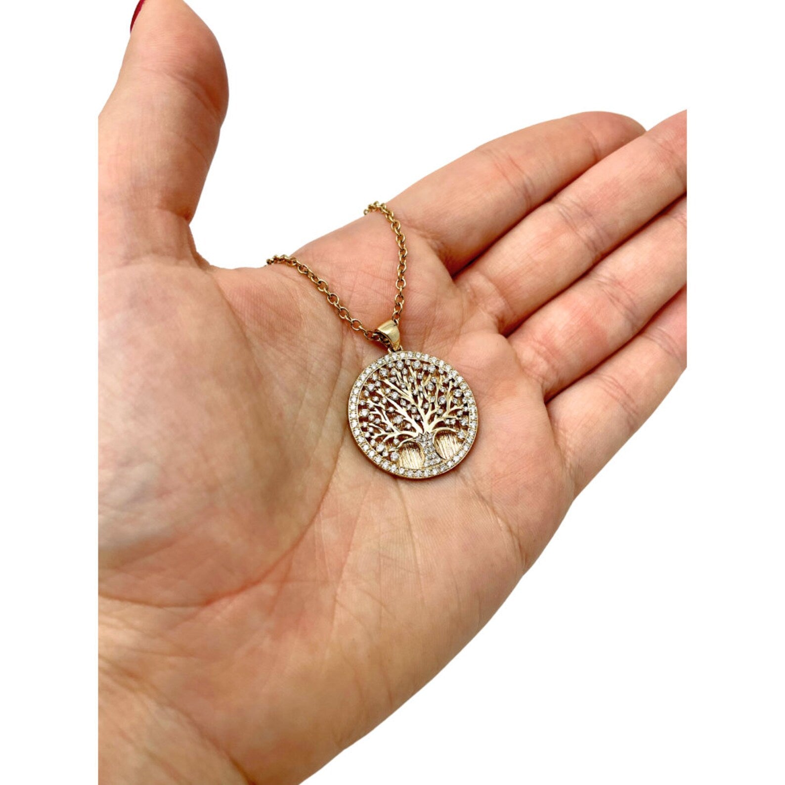 Tree of Life Large Pendant - 14K Gold and Diamonds