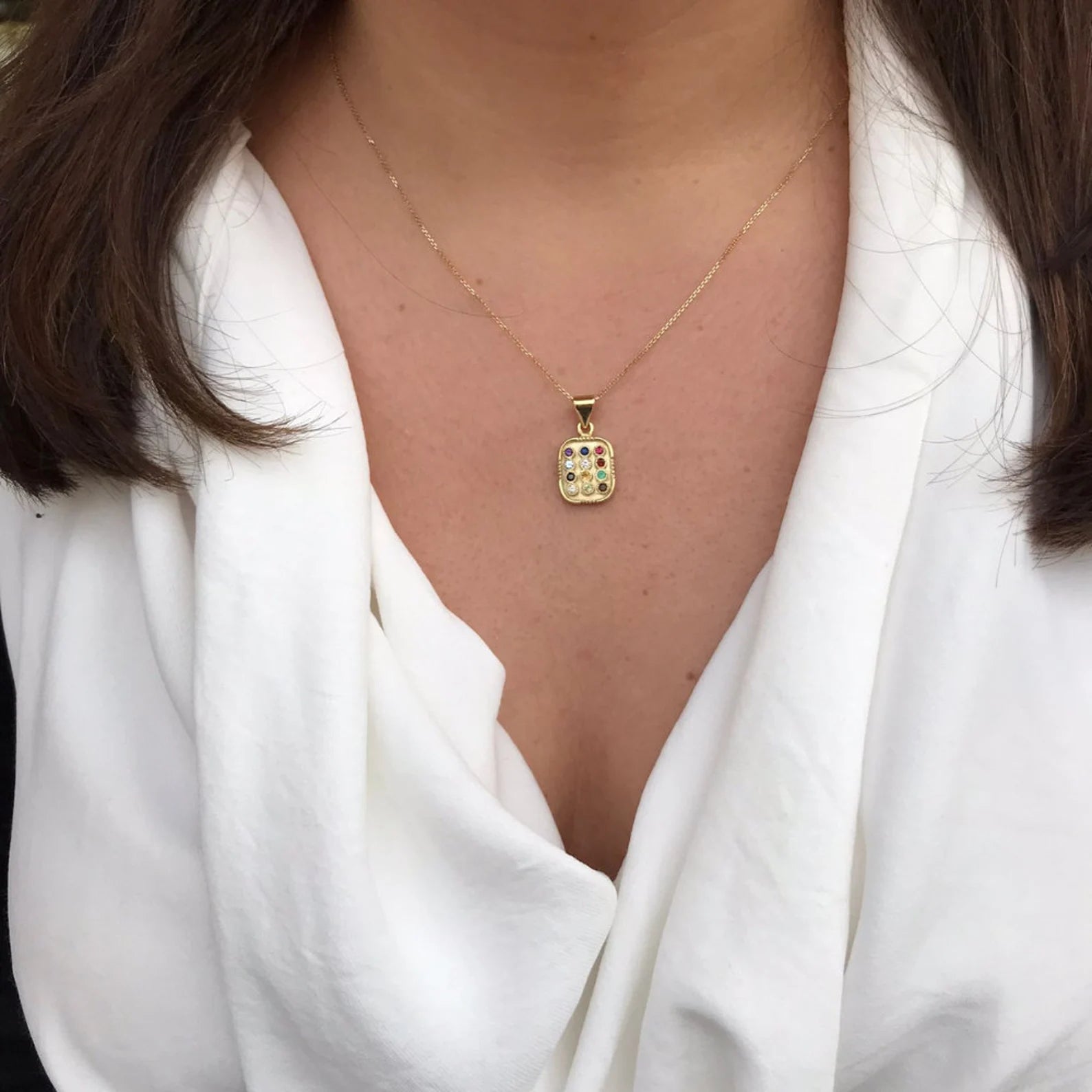 14k Gold and Precious Stones Hoshen Pendant