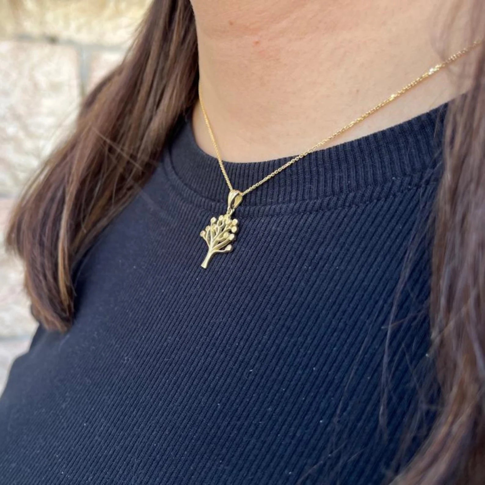 Contemporary 14k Gold Tree of Life Pendant