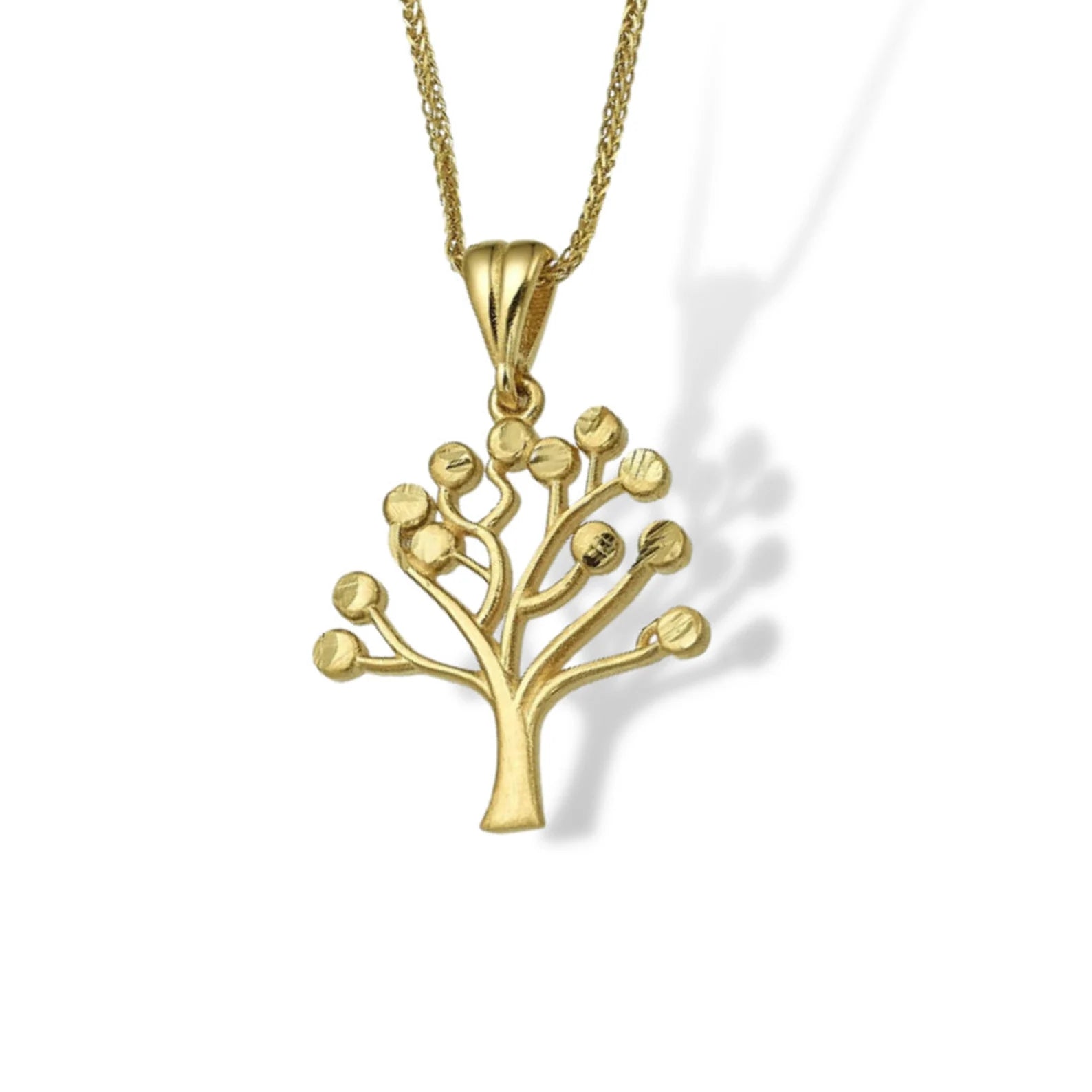 Contemporary 14k Gold Tree of Life Pendant