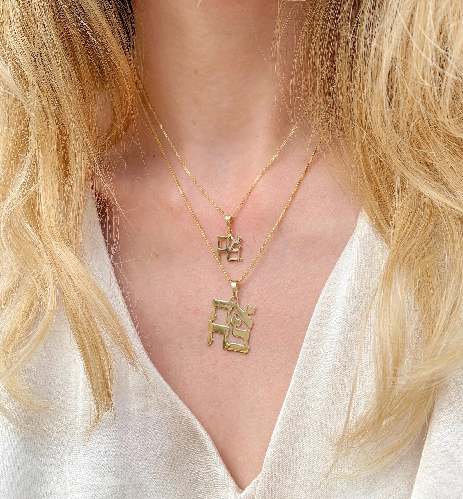 Ahava Pendant Double Thickness in 14k Gold