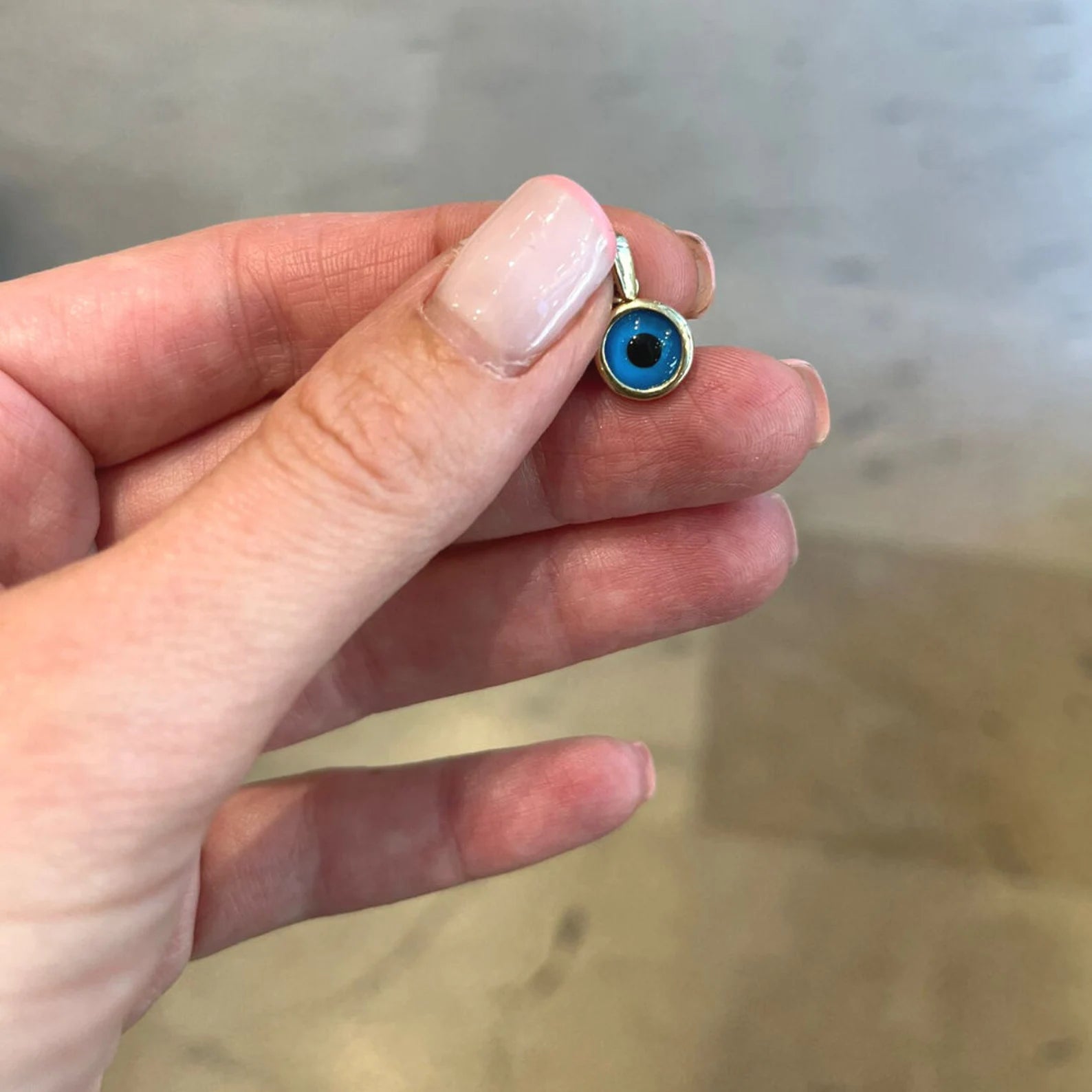 Protection Charm - Crystal Blue Evil Eye in 14k Gold - Small