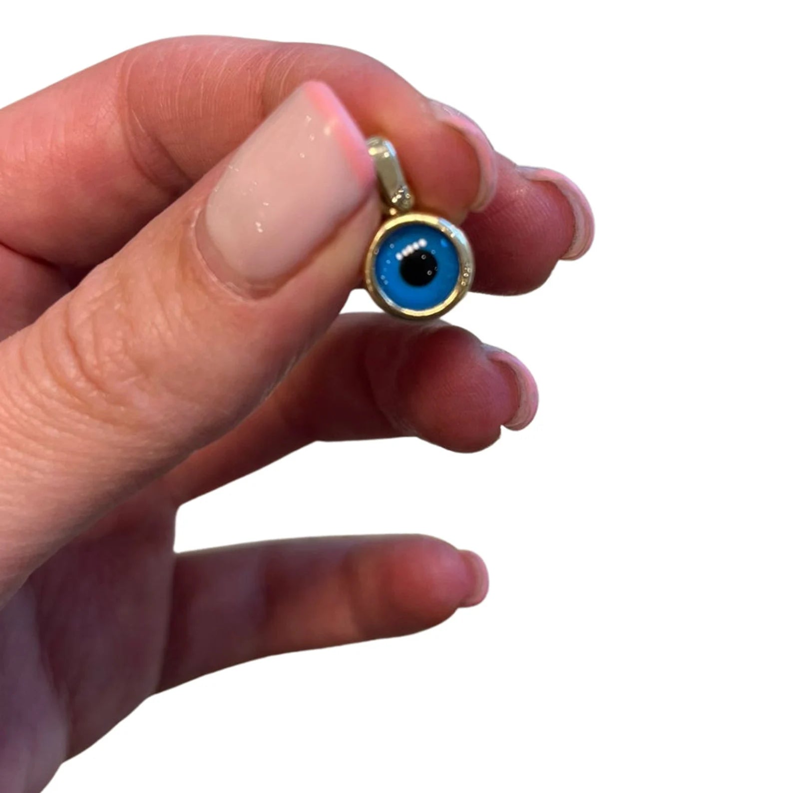 Protection Charm - Crystal Blue Evil Eye in 14k Gold - Small