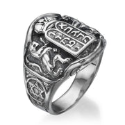 Ten Commandments Lion of Judah Silver Men's Ring