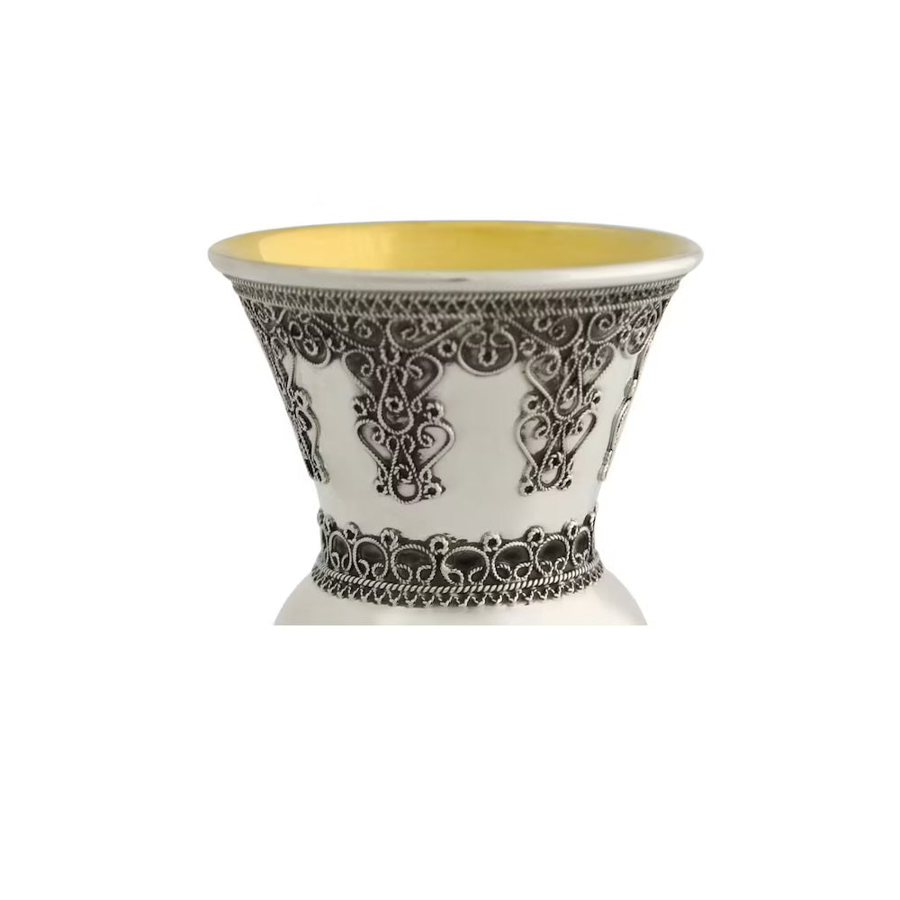 Menachem Silver Filigree Kiddush Cup