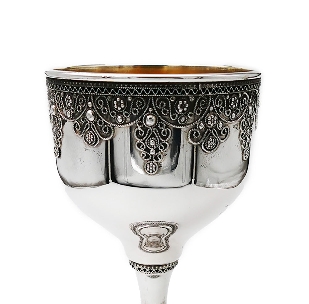 Sterling Silver Kiddush Cup Filigree Stemmed