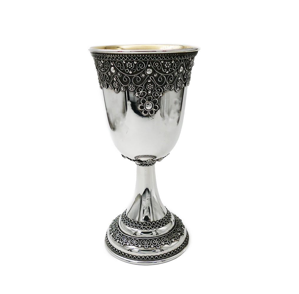 Silver Filigree Kiddush Cup - Elegant Sterling
