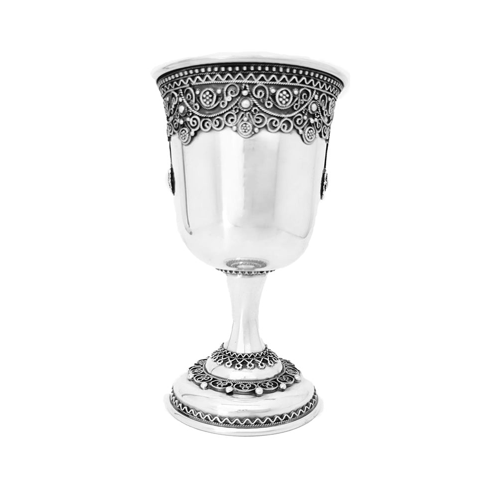Sterling Silver Kiddush Cup in Medium Filigree