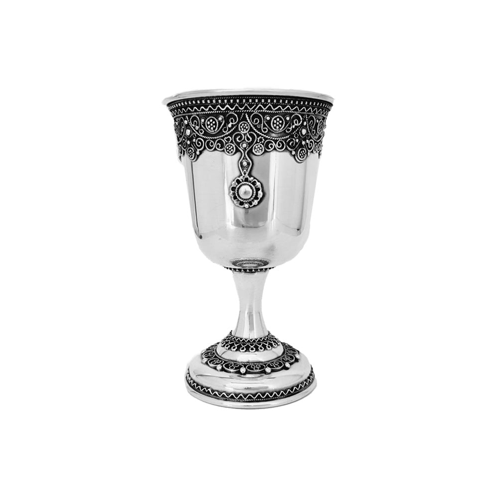 Sterling Silver Kiddush Cup in Medium Filigree