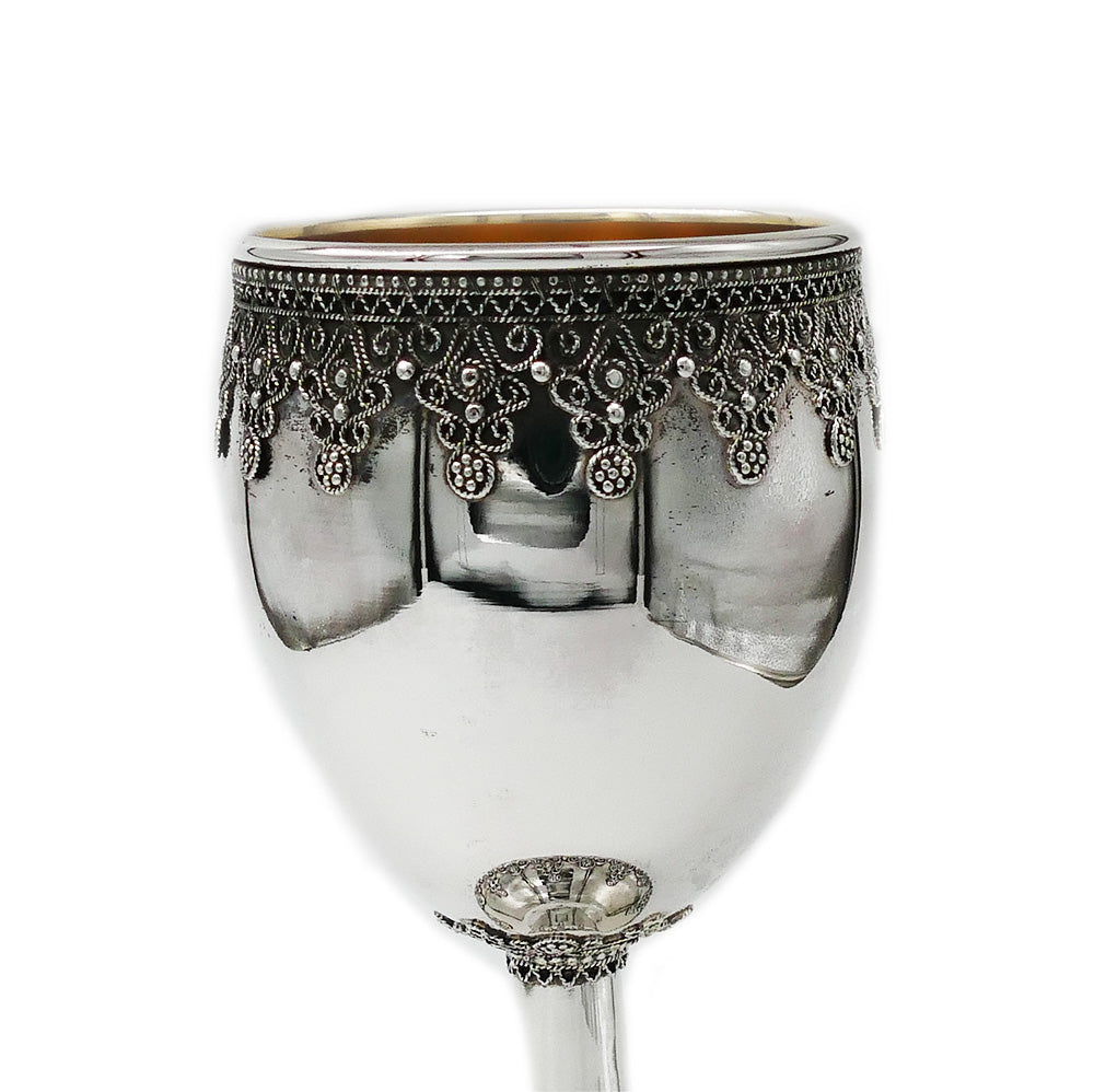Sterling Silver Filigree Stem Kiddush Cup
